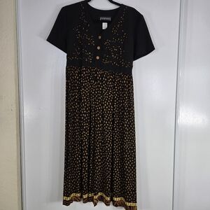 Vintage 1990s E.D Michaeld Multiprint Black Abstract Maxi Dress Womens Size‎ 10